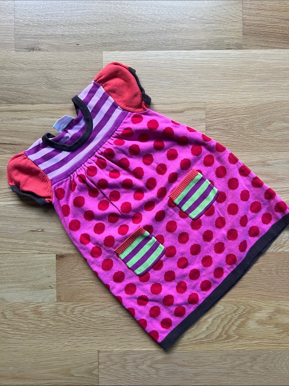 Hanna Andersson Pink & Red Polka Dot Girls Sweater Dress
